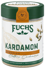 Fuchs Gewürze - Kardamom gemahlen - Gewürz für Glühwein oder Fleischgerichte wie Roastbeef oder Schweinebraten - ingredientes naturales - 50 g en wiederverwendbarer, recyclebarer Dosis