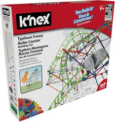 K'NEX 51438 Typhoon Frenzy Montaña rusa, modelo 2 en 1, juego de construcción colorido para niños y niñas, juguete de 19 pies, juego de construcción para niños de 640 piezas para niños a partir de 9 años