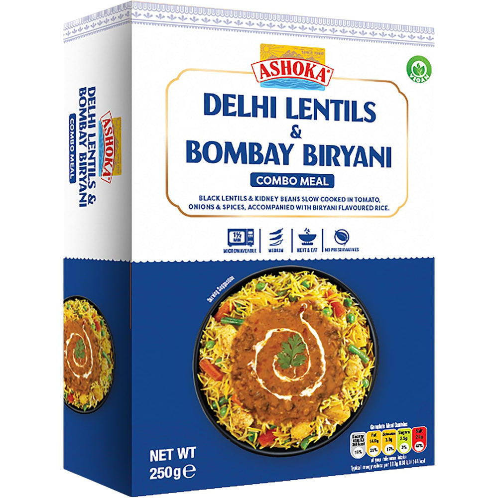 ASHOKA - Lentejas Delhi instantáneas y Bombay Biryani - (1 x 250 g)