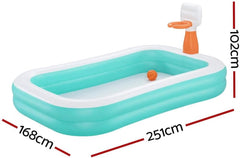 Piscina Familiar Bestway Dunk N' Splash con Aros de Baloncesto 251 x 168 x 102 cm
