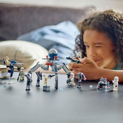 LEGO Star Wars 75372 Paquete de Batalla de Soldado Clon y Droide de Batalla, Incl. 4 minifiguras, 5 droides y una moto deslizadora con tirador - Juguete de construcción para niños y niñas a partir de 7 años Juegos de construcción Besuche den LEGO-Store