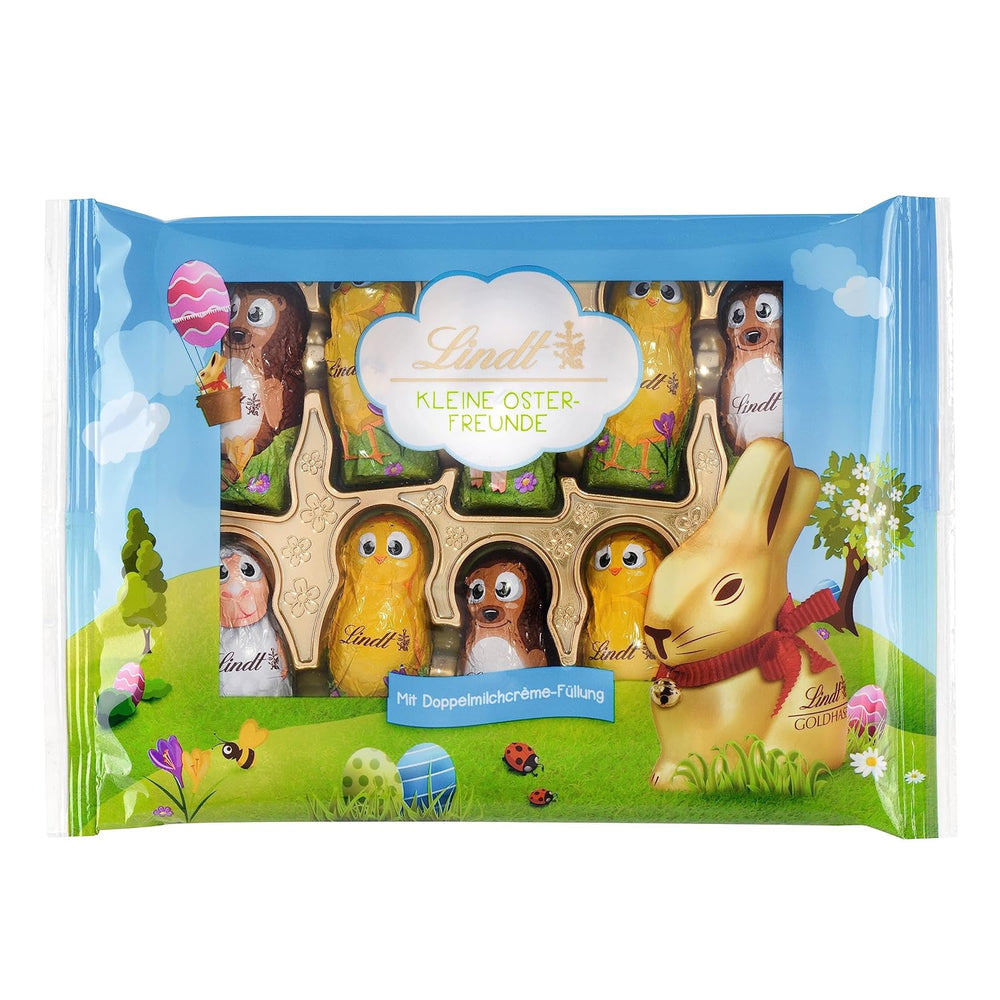 Lindt Pequeños Amigos de Pascua con Chocolate | 2 x 100g | 10 divertidos amigos de Pascua de Lindt | Fina Crema Doble de Leche en Chocolate con Leche Alpino | Huevos de Pascua para niños | Regalo de chocolate