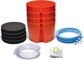 Hydro Farmer Juego de macetas de 19 piezas Ø 18 cm (rojo) Sistema de cultivo que incluye 4 macetas, 4 anillos de riego, 4 tapas, juego de adaptadores y manguera de 2 m, hidroponía, aeroponía