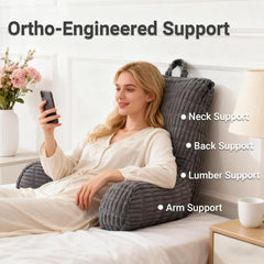 Pernă de citit pentru pat și canapea, pernă de citit cu suport pentru încheietura mâinii, cotiere și suport pentru spate, pernă de spate pentru pat pentru odihnă, relaxare, citit, lucrul la laptop, vizionarea televizorului (gri închis)