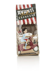 Avanti Espresso Julietta Beans, 1 pachet (1 x 1 kg) | Boabe de cafea espresso 1 kg, puternice și cu aciditate scăzută | Prăjire fină în tambur cu boabe de espresso Arabica și Robusta