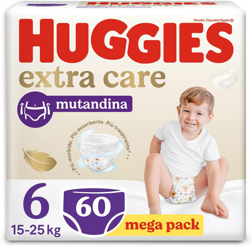 Pañales Huggies Extra Care, talla 6, 15-25 kg, 60 piezas