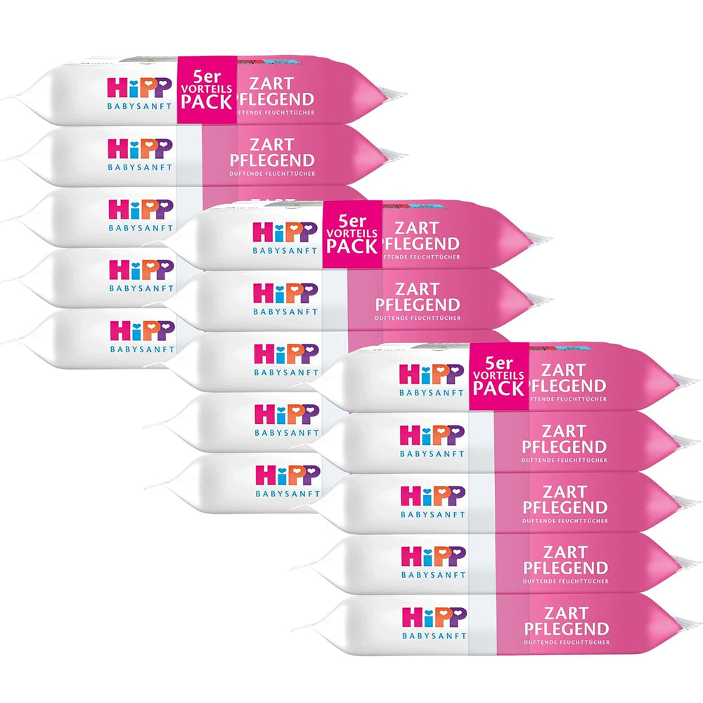 HiPP Babysanft Delicates Toallitas húmedas para bebés 720 piezas (3 x 240) con extracto de almendras orgánico, extra respetuosas con la piel para una limpieza suave de la piel sensible de los bebés
