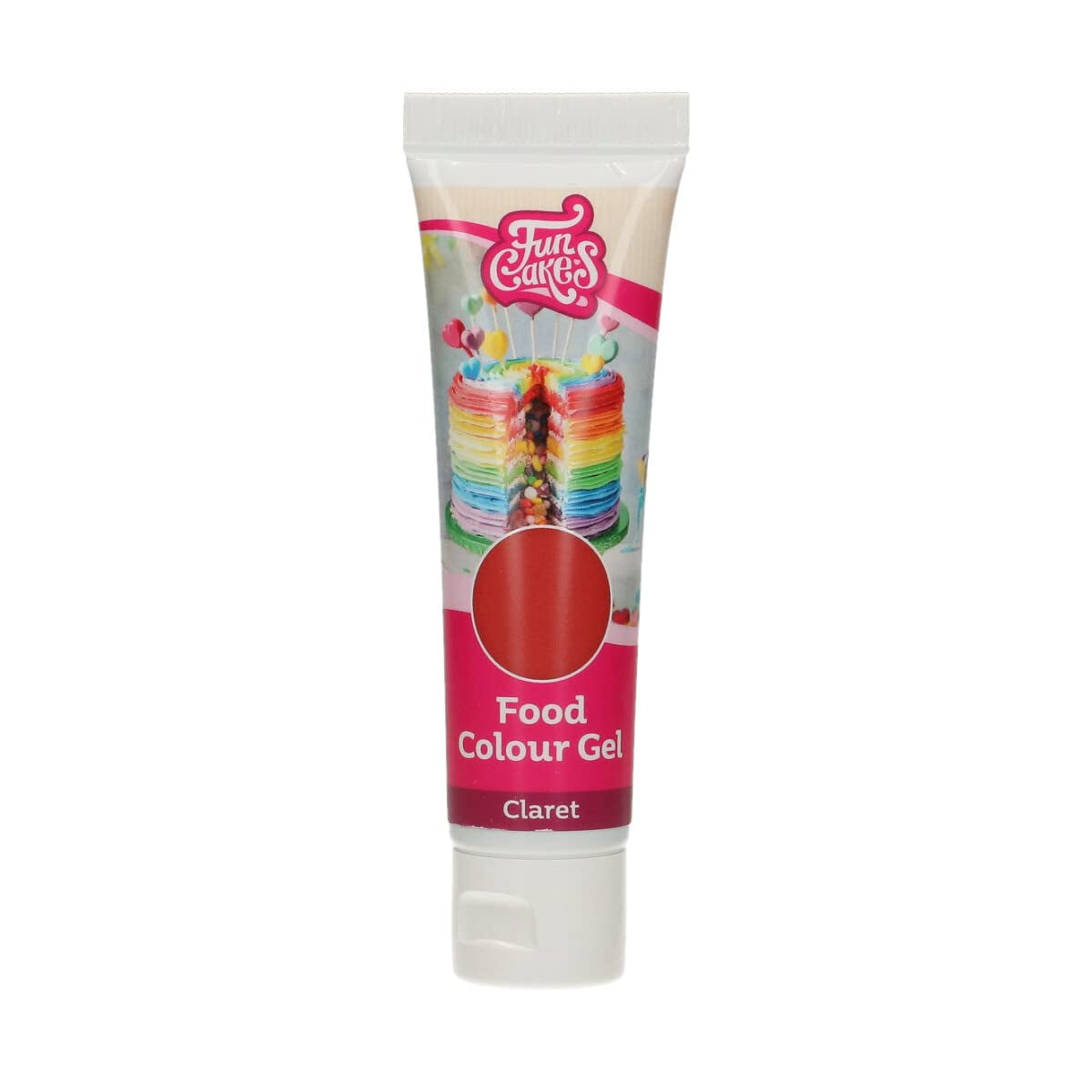Funcakes Food Color Gel Claret: Colorant alimentar foarte concentrat pentru aluat, cremă, fondant și marțipan. Dozare ușoară. Picătură individuală pentru a crea culori vibrante. Halal. 30 g.