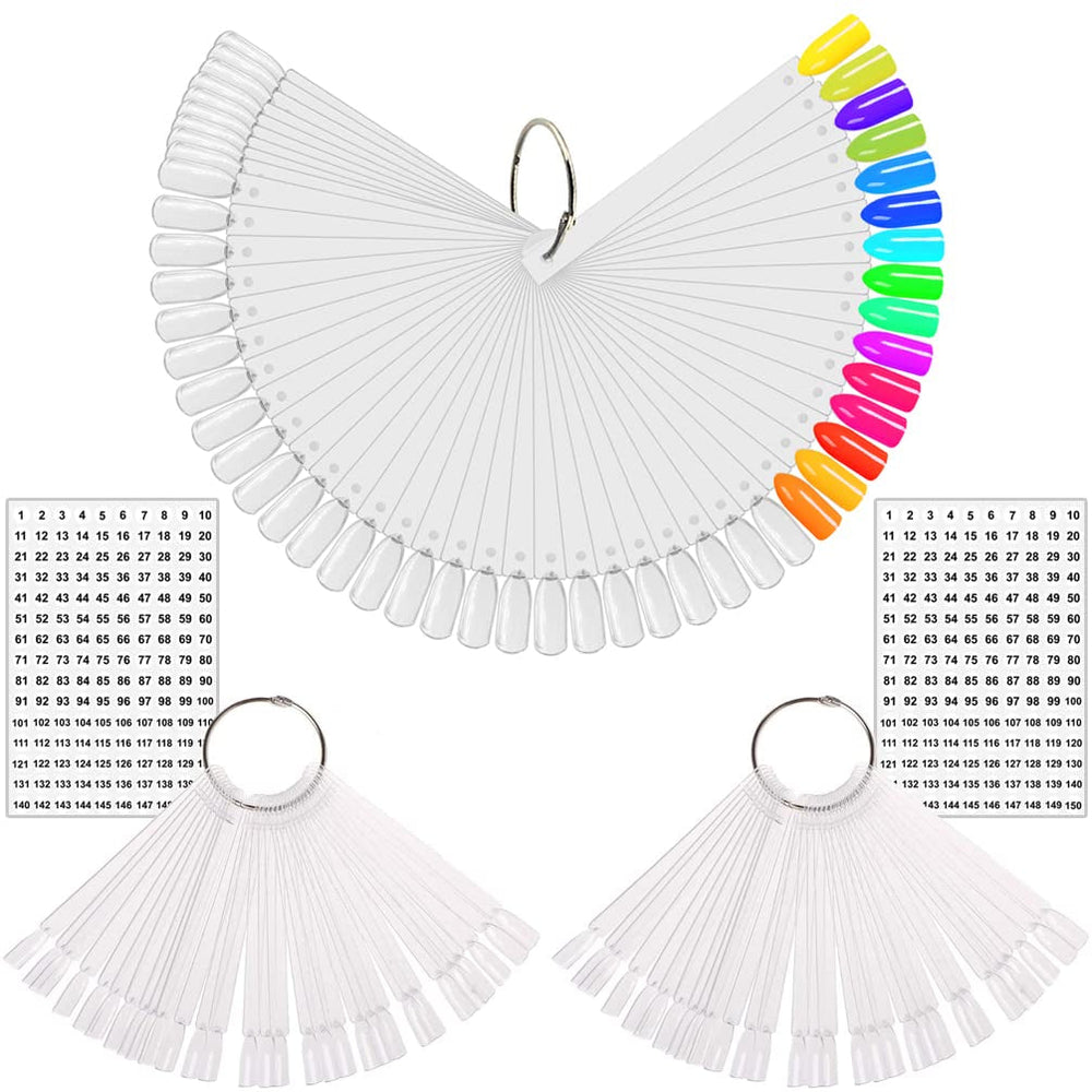 150 Stück Nail Art Tips Ring Stick, Transparent Farbe Karte Platten Nagellack Display Ring Sticks, Nagel Salon Übungen Display Nail Tips