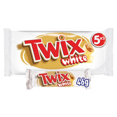 Barras de chocolate blanco Twix; caramelo, galletas, chocolate blanco; paquete múltiple de chocolates; 5 barras (5 x 46 g)