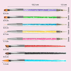 8 Stück Nagel Pinsel, Nagelkunstpinsel Pinsel Set, Pinsel Für Nägel Mit Doppelkopf Nail Art Pinsel Set Dotting Pen Und Gel Brush for Nails Präzise Pinsel Für Nageldesign Und Verzierungen