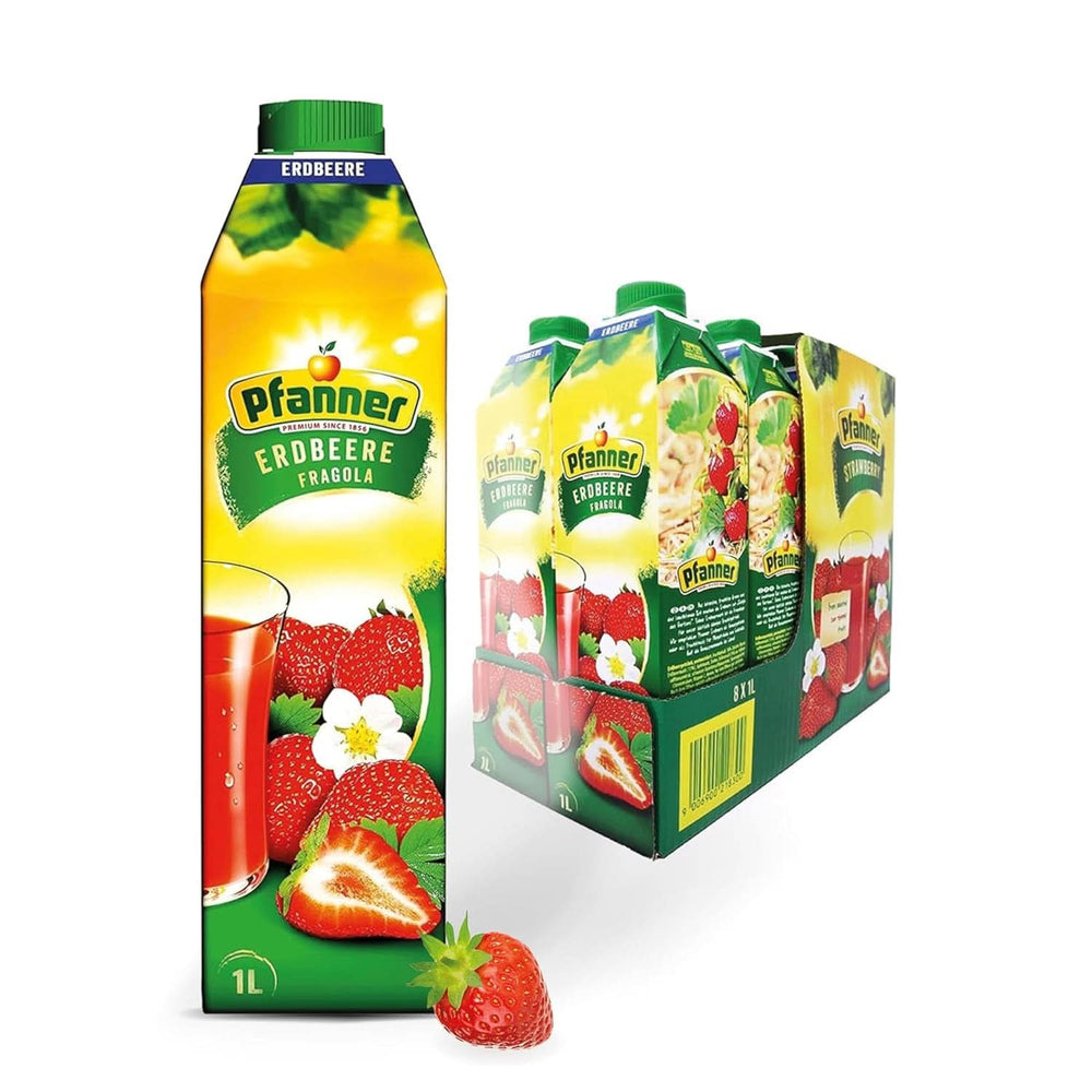 Pfanner Nectar de fructe cu căpșuni (8 X 1 litru) - 30 % conținut de fructe - băutură de căpșuni Naty Shop Căpșuni