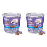 Naps Alpine Milk 1 x 1 kg, mini cuadrados de chocolate fino de chocolate con leche alpino que se derriten en la boca, caja (paquete de 2)