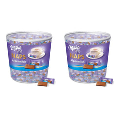 Naps Alpine Milk 1 x 1 kg, mini cuadrados de chocolate fino de chocolate con leche alpino que se derriten en la boca, caja (paquete de 2)
