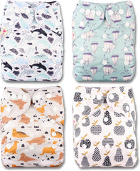 Littles and Bloomz FLP2-0406 Pañal reutilizable con clip estándar, 4 pañales