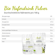 foodsetter Bio Haferdrink Pulver | Bolsa de 500 g | Haferpulver | Haferpulver instantáneo | Biocalidad | Vegano | Sin gluten | Ohne Zuckerzusatz | 0,5 kilogramos