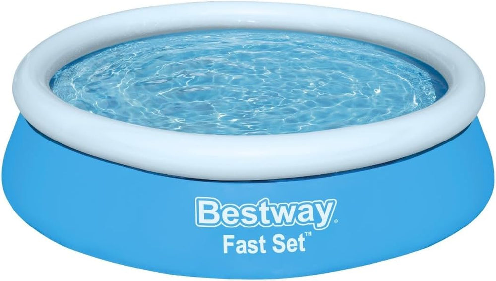 Piscina elevada Bestway Fast Set sin bomba, Ø 183 x 51 cm, azul, redonda, 940 litros, material TriTech, automontable, válvula de seguridad, incl. parche de reparación
