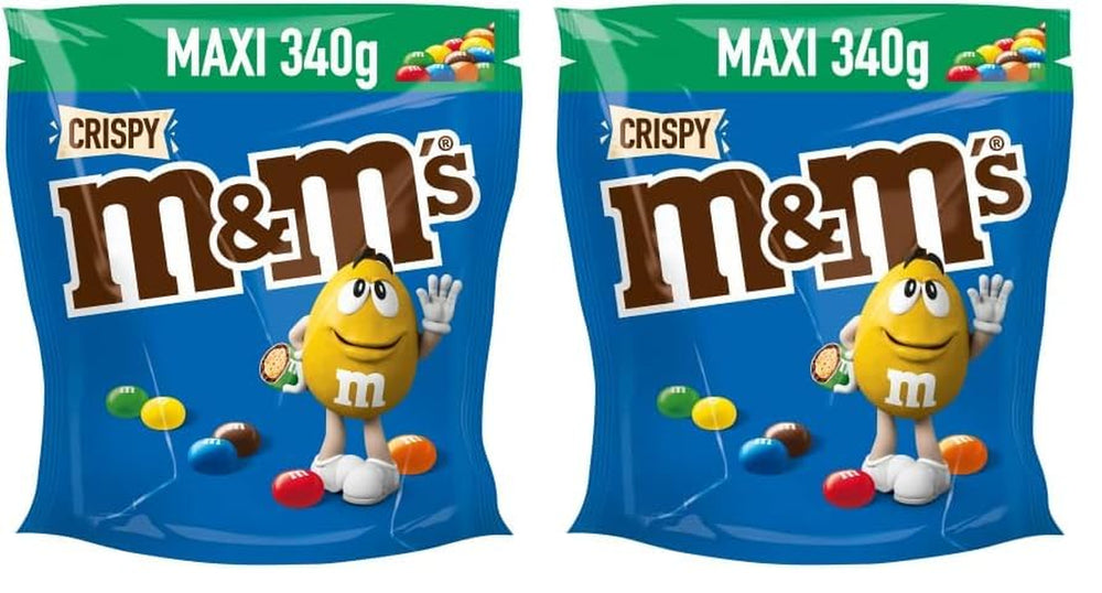 M&M'S Crispy, lentejas crujientes de chocolate y centro crujiente, chocolate, 1 paquete (1 x 340 g) (paquete de 2)