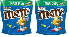 M&M'S Crispy, lentejas crujientes de chocolate y centro crujiente, chocolate, 1 paquete (1 x 340 g) (paquete de 2)