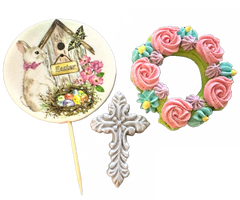 Juego de 3 adornos comestibles de pasta de azúcar, Adornos de Pascua de Sugar Paste Nati Shop