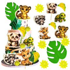 Set de 13 adornos comestibles para tartas – Diseño Safari