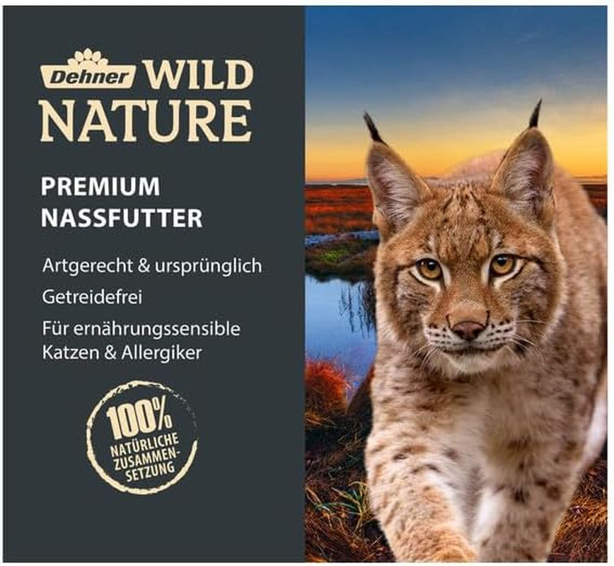 Dehner Wild Nature hrană pentru pisici Gebirgssee, hrană umedă fără cereale / fără zahăr, pentru pisici adulte, somon / păstrăv, bol 16 X 100 G (1,6 kg)