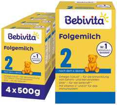 2 Folgemilch (4 x 500 g), cada 6 meses, con vitamina C y D, omega-3 (DHA), altersgerecht sättigend