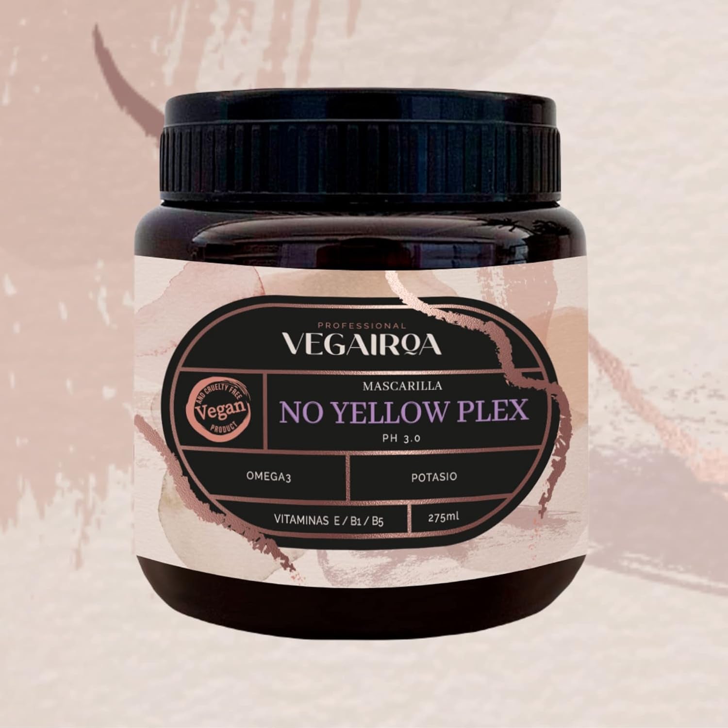 VEGAIROA - No Yellow Plex Mask - Mască neutralizantă pentru tonuri galbene și portocalii - Îngrijire hidratantă - Pigment violet - Produs profesional vegan de coafură - 275 g Masca de par Naty Shop