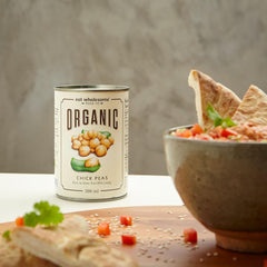 Eat Wholesome Garbanzos Orgánicos, 400 g (Paquete de 12) - Cocidos en Agua, Sin Sal Añadida, 100% Naturales, Fuente de Proteínas, Vegano, Forro Sin BPA y Envase Neutro de CO2