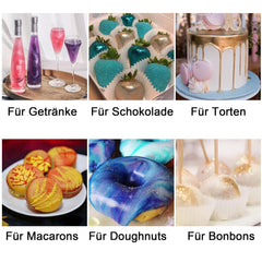 Set de sclipici comestibil - 12 culori pudră sclipitoare pentru băuturi, pudră colorantă alimentară fără gust, pudră sclipitoare pentru ciocolată, prăjituri, fondant, băuturi, lichide - 3G