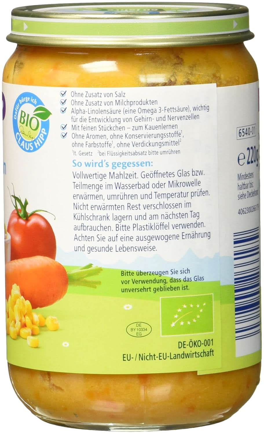Tăiței Hipp bio cu șuncă și legume, pachet de 6 (6 X 220 grame) Mama si Copilul Naty Shop