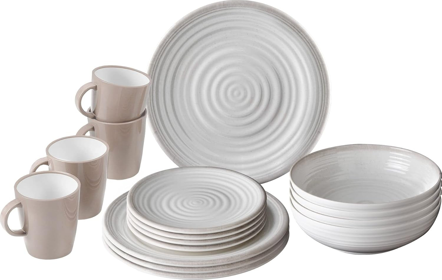 ESS Geschirr, melamină, set prânz, 16 piese Seturi vesela masa Naty Shop Gri deschis