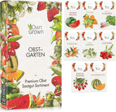 Set de semillas de frutas: Semillas de jardín premium con 8 variedades de plantas frutales para jardín y balcón - Semillas de sandía, semillas de fresa, grosellas, ruibarbo y más - Set de regalo de semillas de frutas de OwnGrown