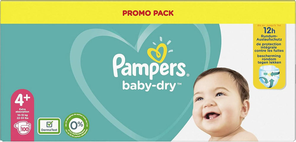 Pampers (versión clásica), pañales para bebés talla 4+ (10-15 kg), 100 uds Madre e Hijo Naty Shop