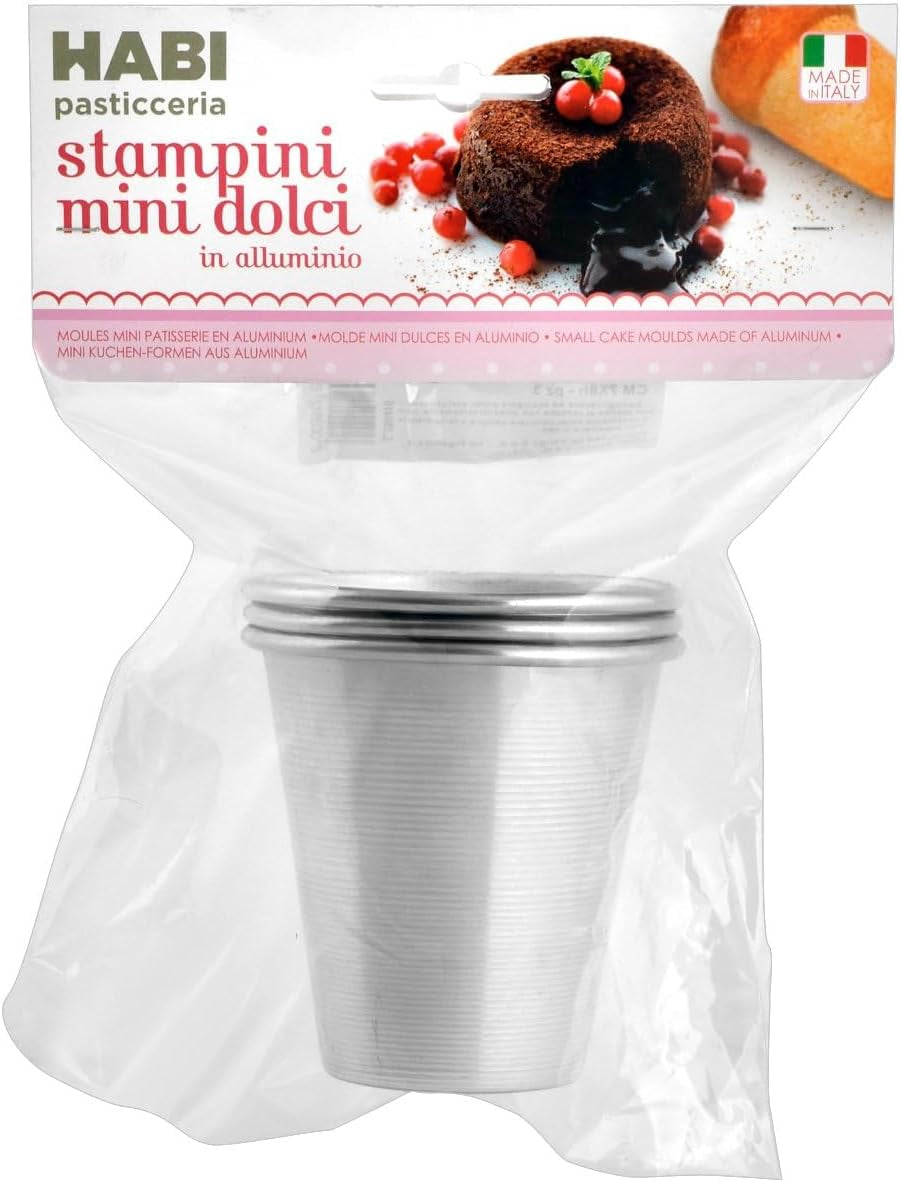 Pack de 3 moldes Baba Au Rhum, 7 X 8 cm, aluminio, 3 piezas Moldes y bandejas para hornear Naty Shop