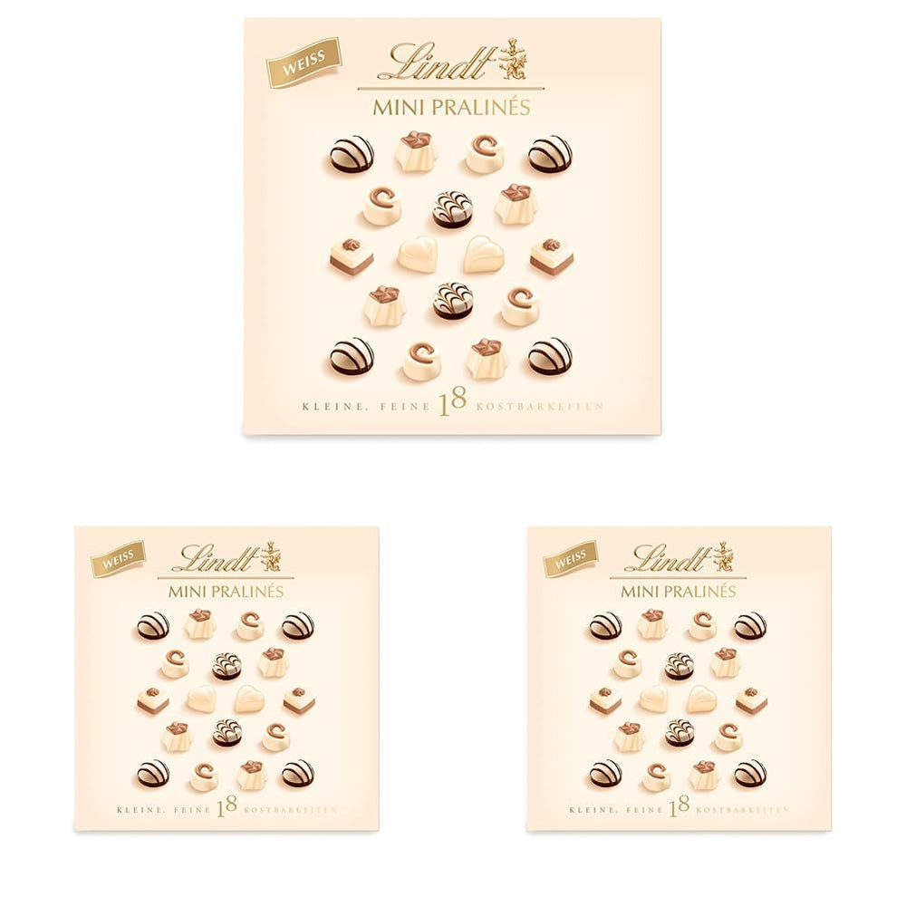 Chocolate - Mini Bombones Blancos | 90 gramos | Caja con 18 bombones en 6 deliciosos surtidos | Regalo de chocolate | Regalo de chocolate (paquete de 3)
