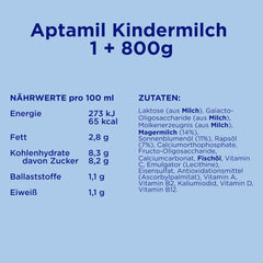 Aptamil Lapte de creștere 1 Plus – Lapte de creștere de la 1 an – 800g