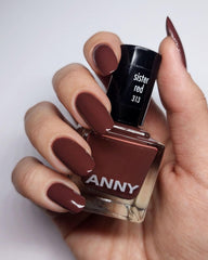 ANNY Esmalte de uñas - Esmalte de uñas de color de alta calidad, duradero, resistente a las astillas y de secado rápido, color: rojo hermana - marrón moca elegante - 15 ml