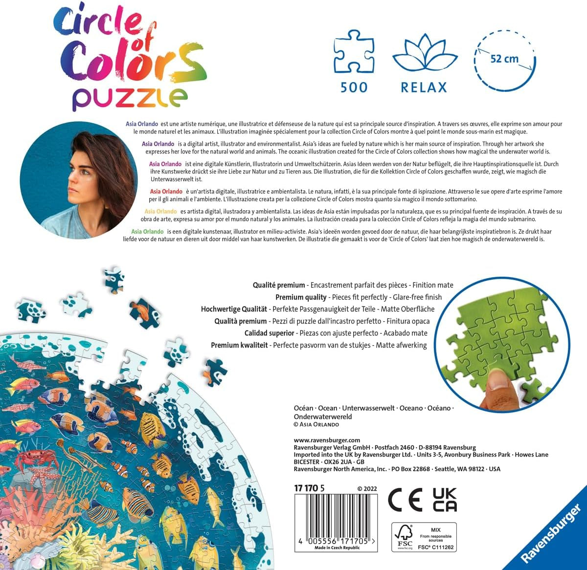 Ravensburger Puzzle 17170 Cercul de culori - Ocean & Submarin Puzzle 500 piese Puzzle Naty Shop