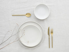 CreaTable, 33065, seria Uno alb-gălbui, set de veselă cu 12 piese, set de farfurii din gresie, potrivit pentru mașina de spălat vase și cuptorul cu microunde, fabricat în Portugalia