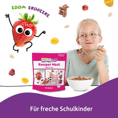 FRECHE FREUNDE Muesli de desayuno orgánico Edda's Berry Crunchy Muesli Mix para escolares con fresas liofilizadas Vegano, paquete de 6 (6 x 280 g)
