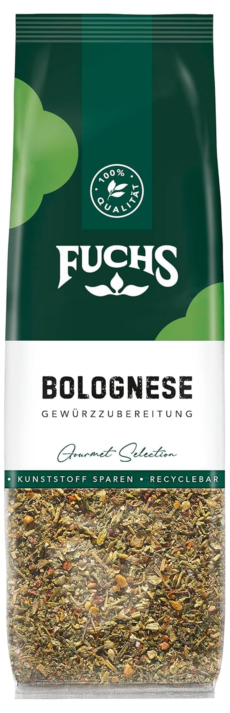 Fuchs Gewürze – Bolognese Gewürzzubereitung in reciclable Nachfüllbeutel, Gewürzmischung mit Italianen Kräutern, für Spaghetti- und weitere Pasta-Saucen - 50 g