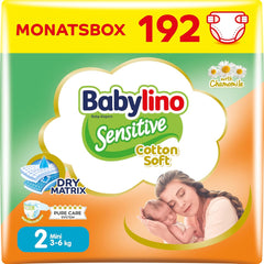 Pañales para bebés sensibles, talla 2, mini (3-6 kg), 192 pañales