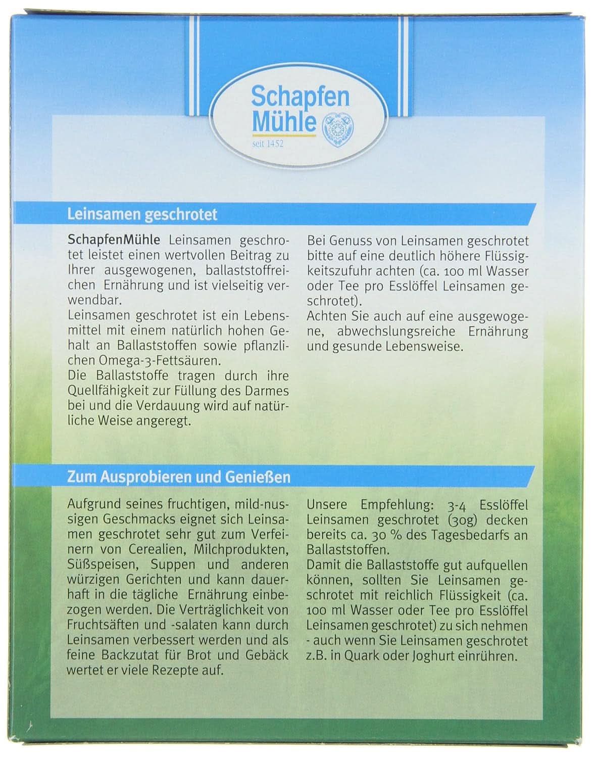 Schapfen Mühle Semințe de in, 200 grame Cereale Naty Shop