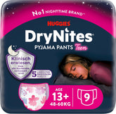 Huggies DryNites pañales para enuresis nocturnos para niñas de 13 a 17 años aproximadamente (48-60 kg), paquete mensual de 27 unidades (3x9)