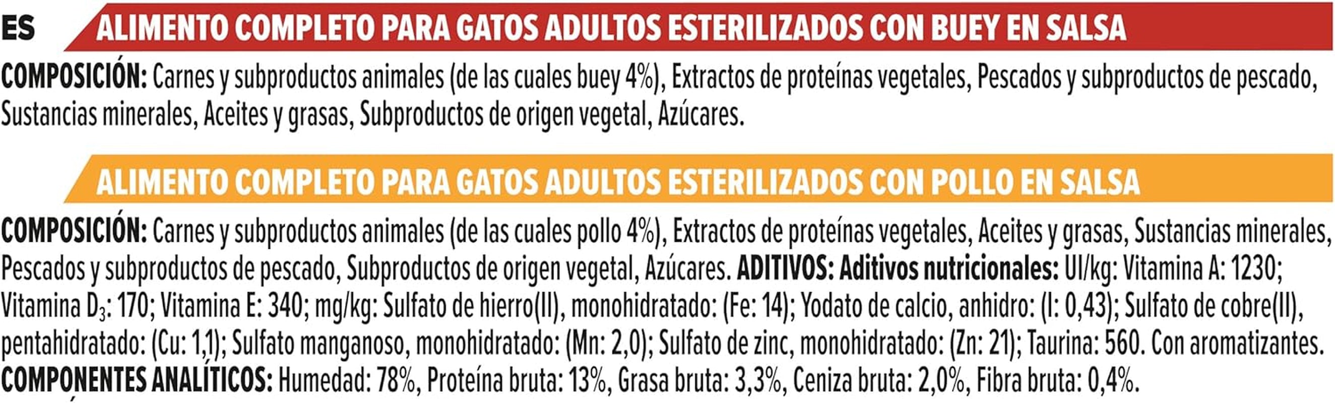 Purina Pro Plan Hrană umedă pentru pisici, sterilizată, bogată în pui și bou, 4 pachete a 10 pungi a 85 g