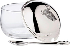 Borcan de dulceață de rață EDZARD (Ø 10 cm) din argint și sticlă - Cutie și lingură - Bol, recipient pentru zahăr, brânză - Borcan de dulceață cu capac, depozitare cu capac, cutie cu încuietoare cadou