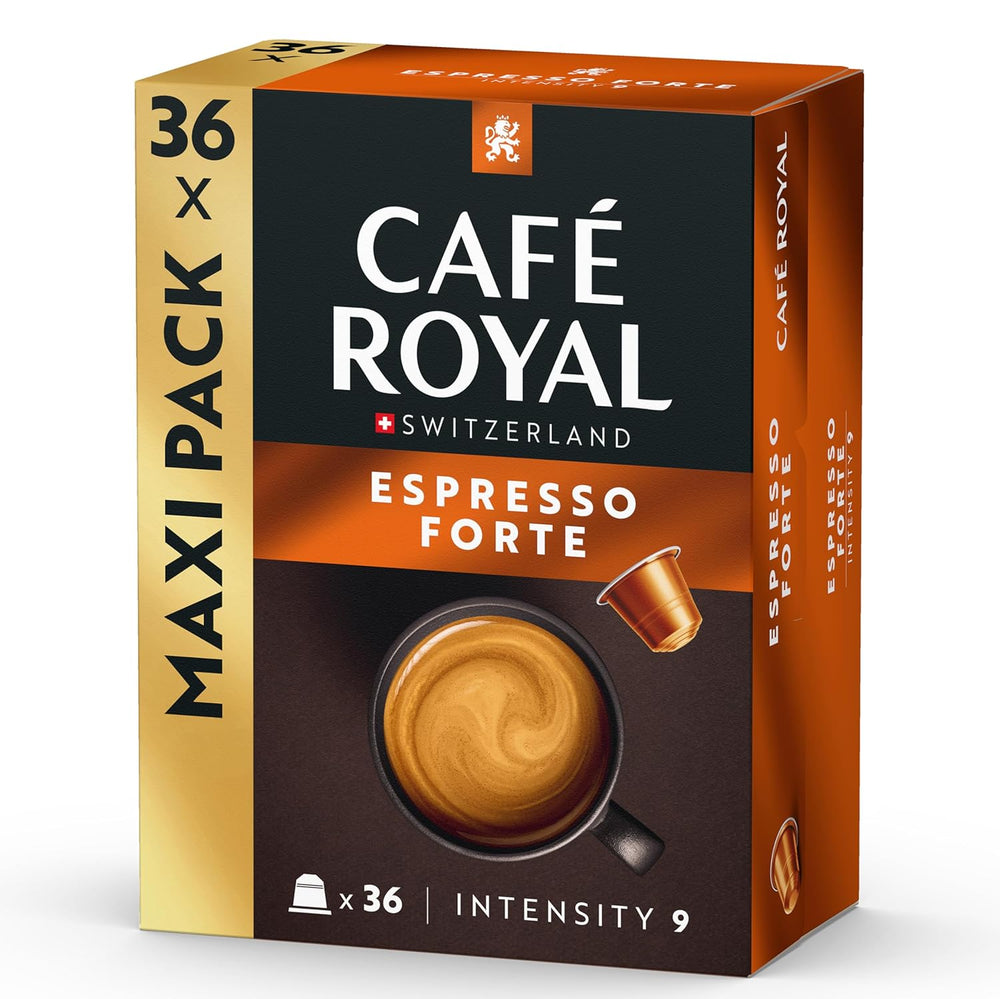 Café Royal Espresso Forte – Nespresso®-kompatible Kaffeekapseln, 100 % Arabica, vollmundig, mittlere Röstung, Intensität 9/12, 36 Kapseln