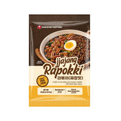 NONGSHIM Rapokki (Jjajang, 400 ml): auténtica comida callejera coreana, ramen y pasteles de arroz, frijoles negros; rápido y fácil de preparar, listo en 4 minutos