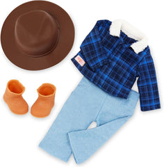 Our Generation - Dustin - 46 cm Junge Puppe - Lebensechte haselnussbraune Augen und gewelltes braunes Haar - Outfit im Western-Stil & Country-Hut - Spielzeug für Kinder ab 3 Jahren